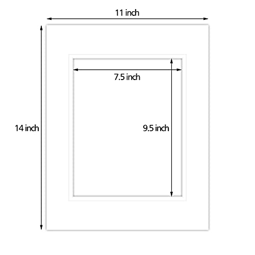 5 Pack Double mat 11x14 For 8x10 Photo White Over White (5 Count)