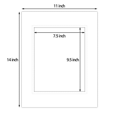 5 Pack Double mat 11x14 For 8x10 Photo White Over White (5 Count)