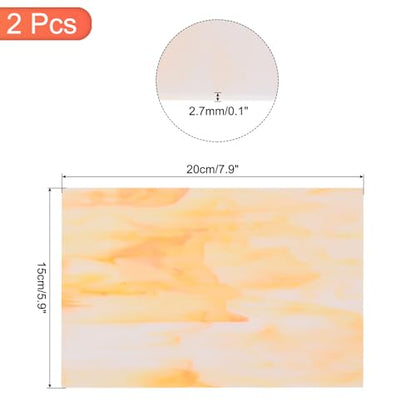 2 Pcs Stained Glass Sheet Mosaic Tile 7.9 Inch x 5.9 Inch Champagne Stained Glass Sheets for Crafts DIY Art Project
