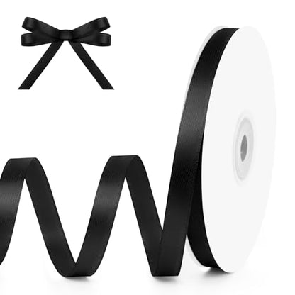 3 8" x 50 Yards Black Satin Ribbon Crafts Gift Wrapping (150 Foot)