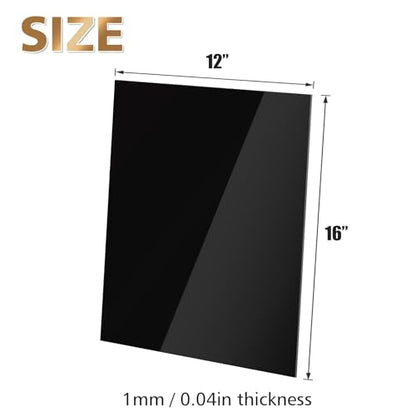 12" x 16" Black Plexiglass Sheets 6 Pack 0.04 Inch Cast Acrylic Sheet Thick for DIY Craft Projects