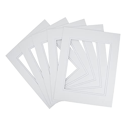 5 Pack Double mat 11x14 For 8x10 Off White Over Off White (5 Count)