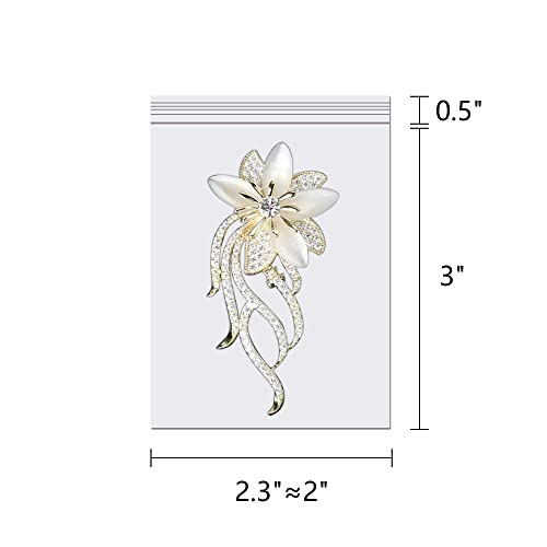 Clear Plastic Jewelry Zip Bags 300pcs 2" x 3" Clear Resealable Zipper Poly Bag Small Zipper Bags for Jewelry 2 Mil Pills Craft Beads Coins Candy Seeds Sample (300 Count)