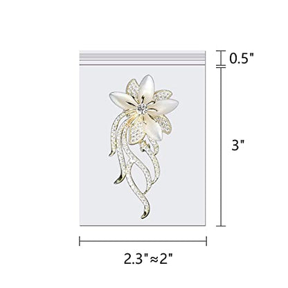 Clear Plastic Jewelry Zip Bags 300pcs 2" x 3" Clear Resealable Zipper Poly Bag Small Zipper Bags for Jewelry 2 Mil Pills Craft Beads Coins Candy Seeds Sample (300 Count)