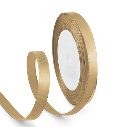 3 8 Inch 25 Yards Satin Ribbon Champagne Gold