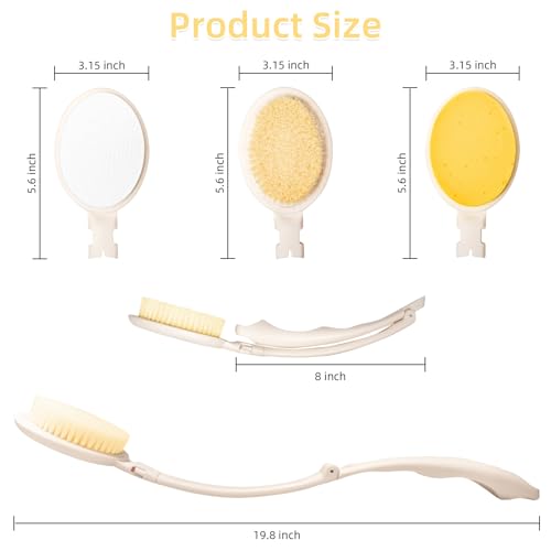 19" Long Handle Shower Sponge Brush Set