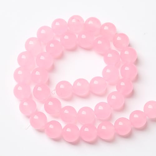 45pcs Natural Light Pink Chalcedony Stone Beads for Jewelry Making