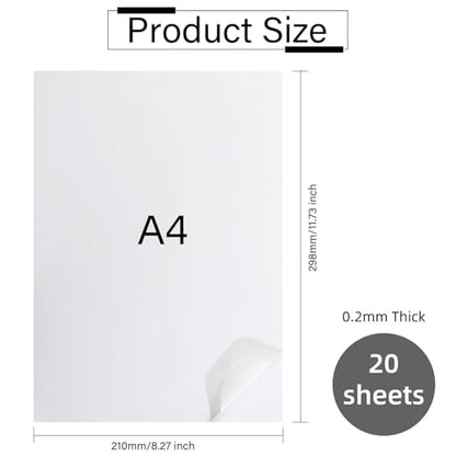 20 Sheets A4 Printable Washi Sticker Paper 11.7×8.3 inch Translucent Self (20 .)