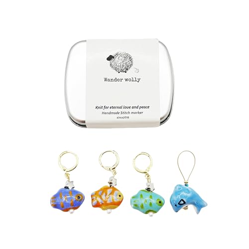 Handmade Ocean Fish Stitch Markers 4 PCS in One Case