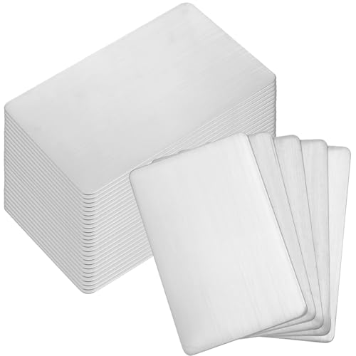 30 Pieces 304 Stainless Steel Metal Business Cards Blank Steel Laser Engraving Stainless Cards for House Office Customer DIY Gift Plate