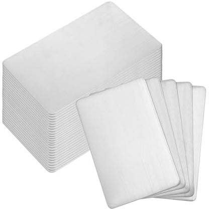 30 Pieces 304 Stainless Steel Metal Business Cards Blank Steel Laser Engraving Stainless Cards for House Office Customer DIY Gift Plate