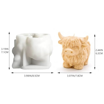 Highland Cow Silicone Molds 3D Animal Candle Soap Resin Casting DIY Craft