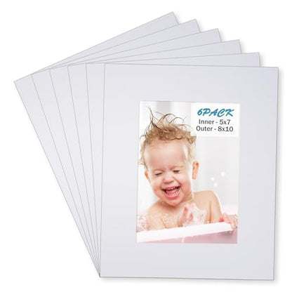 8x10 White Picture Mats Pack of 6