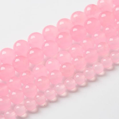 90pcs Natural Light Pink Chalcedony Stone Beads for Jewelry Making