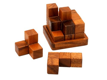 Soma Puzzle Cube Wooden Toy Brain Teaser Desk Board Games Adults Master Block Christmas Mind Magic Benders Wood Hand Cube Family Teens Classic