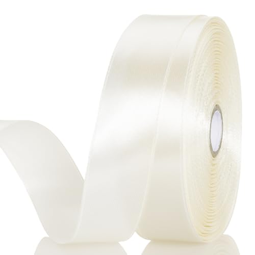 1 Inch Ivory Solid Satin Ribbon for Gift Wrapping