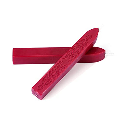 5Pcs Wine Red Sealing Wax Sticks with Wicks for Wax Seal Stamp (5 Count)