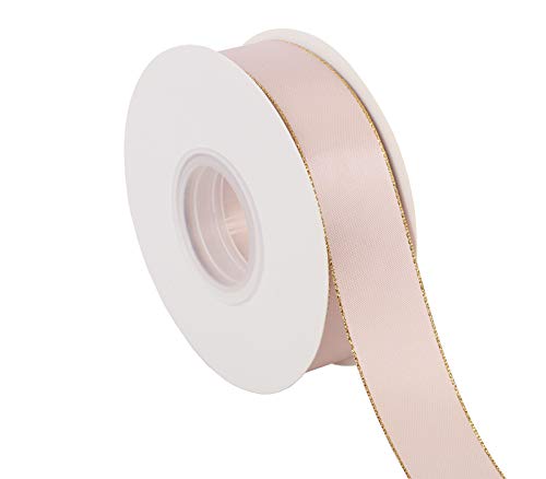 1" Inch Double Faced Satin Ribbon 25 Yards with Gold Edges