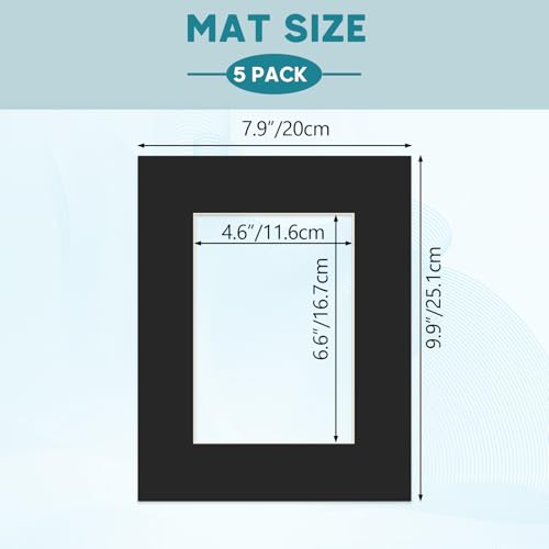 8x10 Black Picture Mats with Core Bevel Cut Frame Mattes for 5x7 Pictures