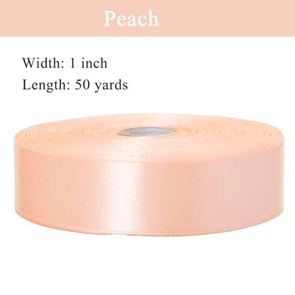 1 Inch Peach Solid Satin Ribbon for Gift Wrapping