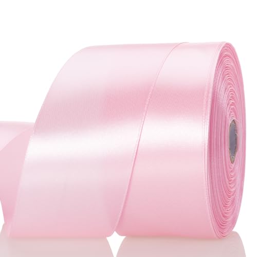 2 Inch Pink Solid Satin Ribbon for Gift Wrapping