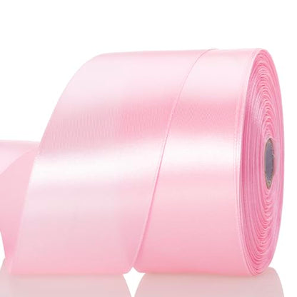 2 Inch Pink Solid Satin Ribbon for Gift Wrapping