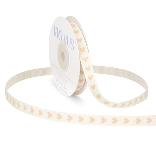 Beige Hearts Cotton Ribbon 3 (36 Foot)