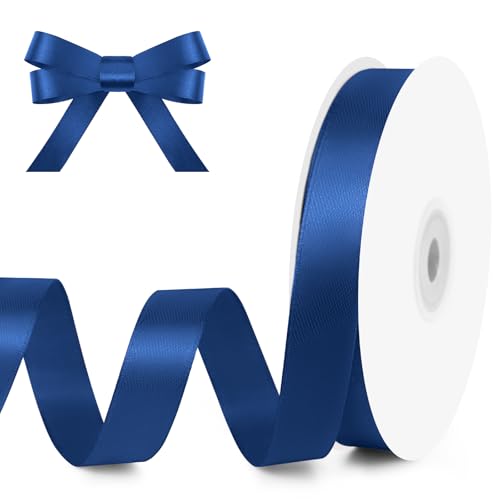 5 8" x 50 Yards Navy Blue Satin Ribbon Crafts Gift Wrapping (150 Foot)