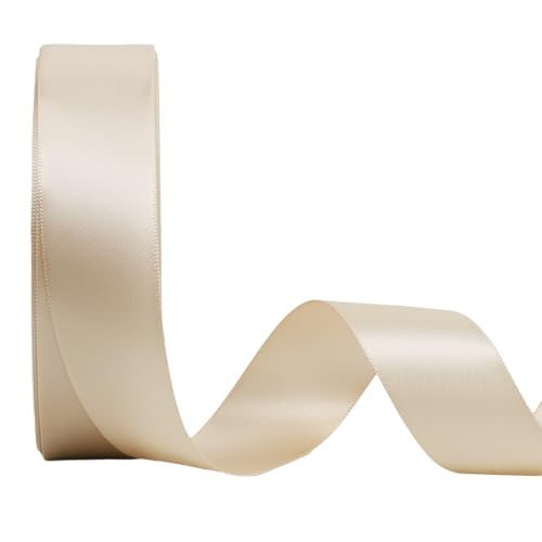 Nude Satin Ribbon 1 Inch 25 Yards Double Faced Silk Ribbon for Flower Bouquet Crafts Gift Wrapping Wedding Party Decoration