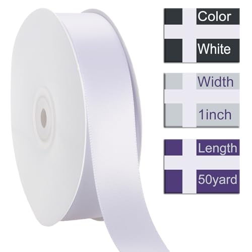 1 Inch White Ribbon 50Yards