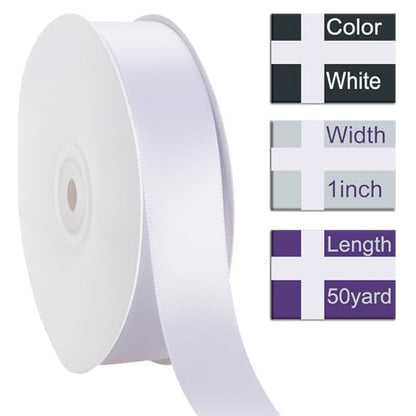 1 Inch White Ribbon 50Yards