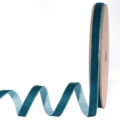 Teal Blue Thin Velvet Ribbon