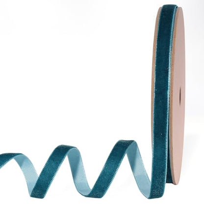 Teal Blue Thin Velvet Ribbon