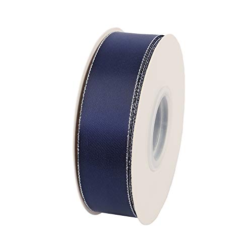 1" Inch Double Faced Satin Ribbon 25 Yards with Silver Edges