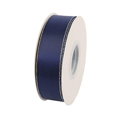 1" Inch Double Faced Satin Ribbon 25 Yards with Silver Edges