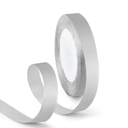 5 8 Inch 25 Yards Satin Ribbon Silver