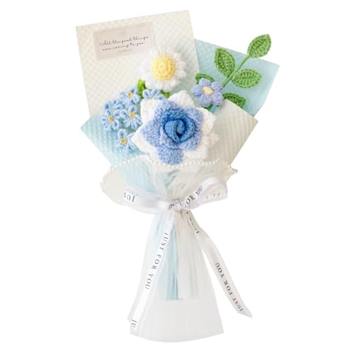 Hand Woven Flower Bouquet Finished for Mother's Day Birthday Gift Crochet Artificial Flower