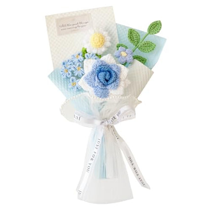 Hand Woven Flower Bouquet Finished for Mother's Day Birthday Gift Crochet Artificial Flower
