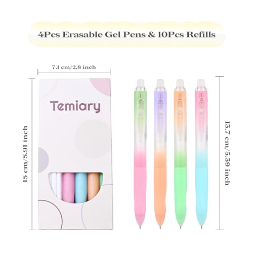 4P Erasable Gel Pens & 10 Pcs Refills (14 Count)