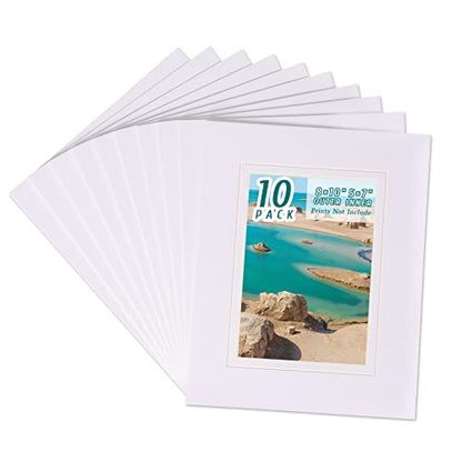 10 Pack Acid Free White Picture Frame Mats