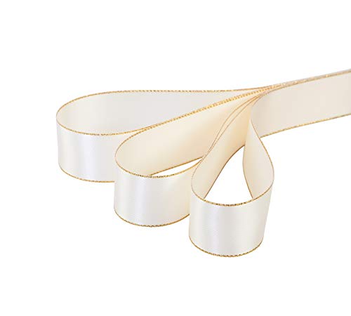 1" Inch Double Faced Satin Ribbon 25 Yards with Gold Edges