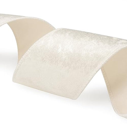 Ivory Velvet Ribbon 2.5 Inch x 10 Yards for Christmas Tree Topper Home Decoration Wreath Gift Wrapping DIY Craft (30 Foot)