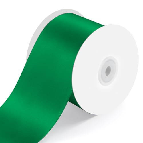 3" x 25 Yards Green Satin Ribbon Crafts Gift Wrapping