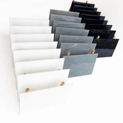 24 Sheets Stained Glass Sheet Black White Gray Collection (24 Count)