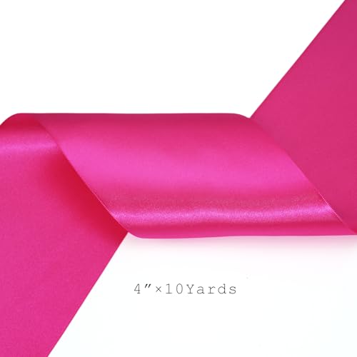 Hot Pink Satin Ribbon 4 Inch x 10 Yards Double Faced