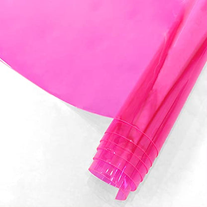 HYANG Pink Transparent PVC Super Clear Holographic Vinyl Faux Leather Sheets 1 Roll 12" x 47"