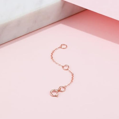 18K 750 Real Rose Gold Extender for Necklace Bracelet Anklet Extenders for Jewelry Gold Extension for Women Men Durable Adjustable Chain Accessories 1.97Inch