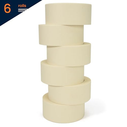 General Purpose Masking Tape Beige White 2" x 60Yards x 6Rolls (6 Count)