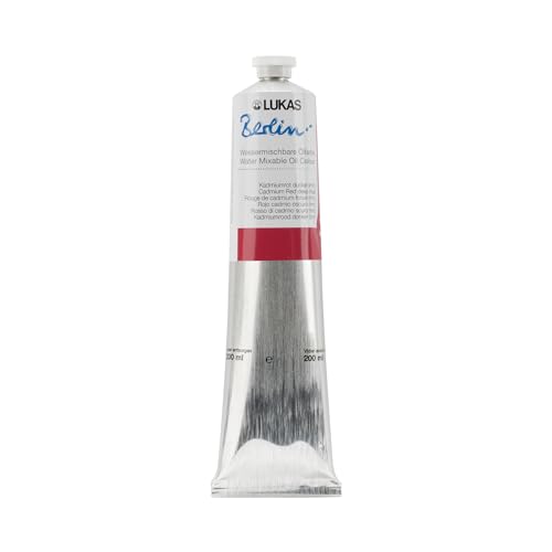 Berlin Pro Artists Water Mixable Oil Paint 200 ml Tube Cadmium Red Deep Hue (6.8 Fl Oz)