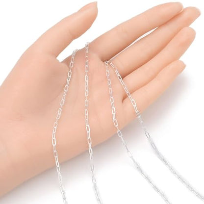 5 Feet Real Sterling Silver 2.5mm Paperclip Cable Chain Findings (5 Foot)